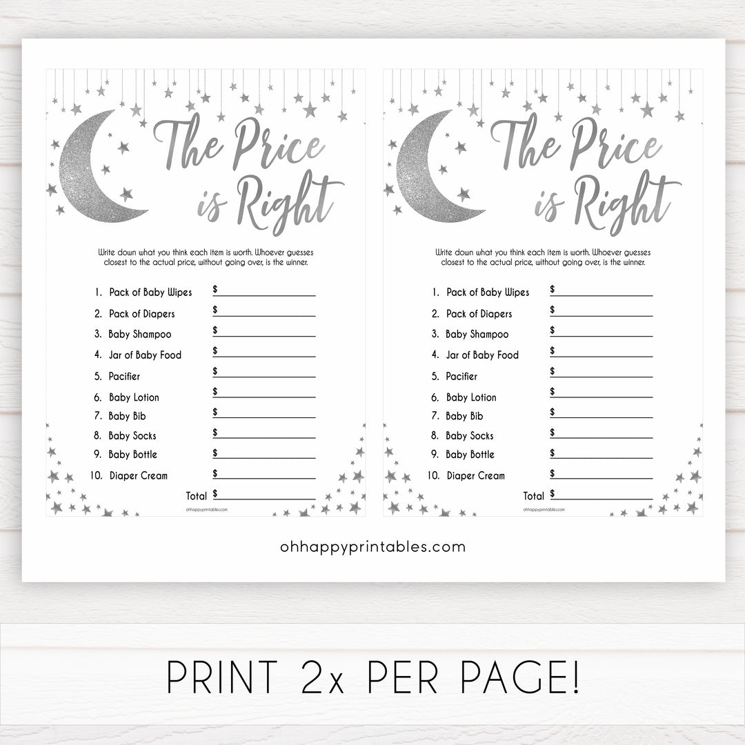 Silver little star, the price is right baby games, baby shower games, printable baby games, fun baby games, twinkle little star games, baby games, fun baby shower ideas, baby shower ideas