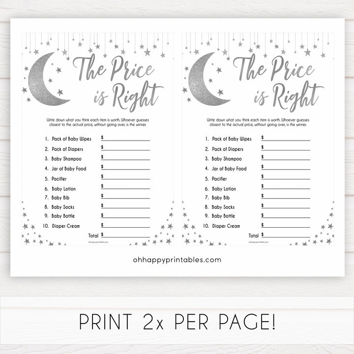 Silver little star, the price is right baby games, baby shower games, printable baby games, fun baby games, twinkle little star games, baby games, fun baby shower ideas, baby shower ideas