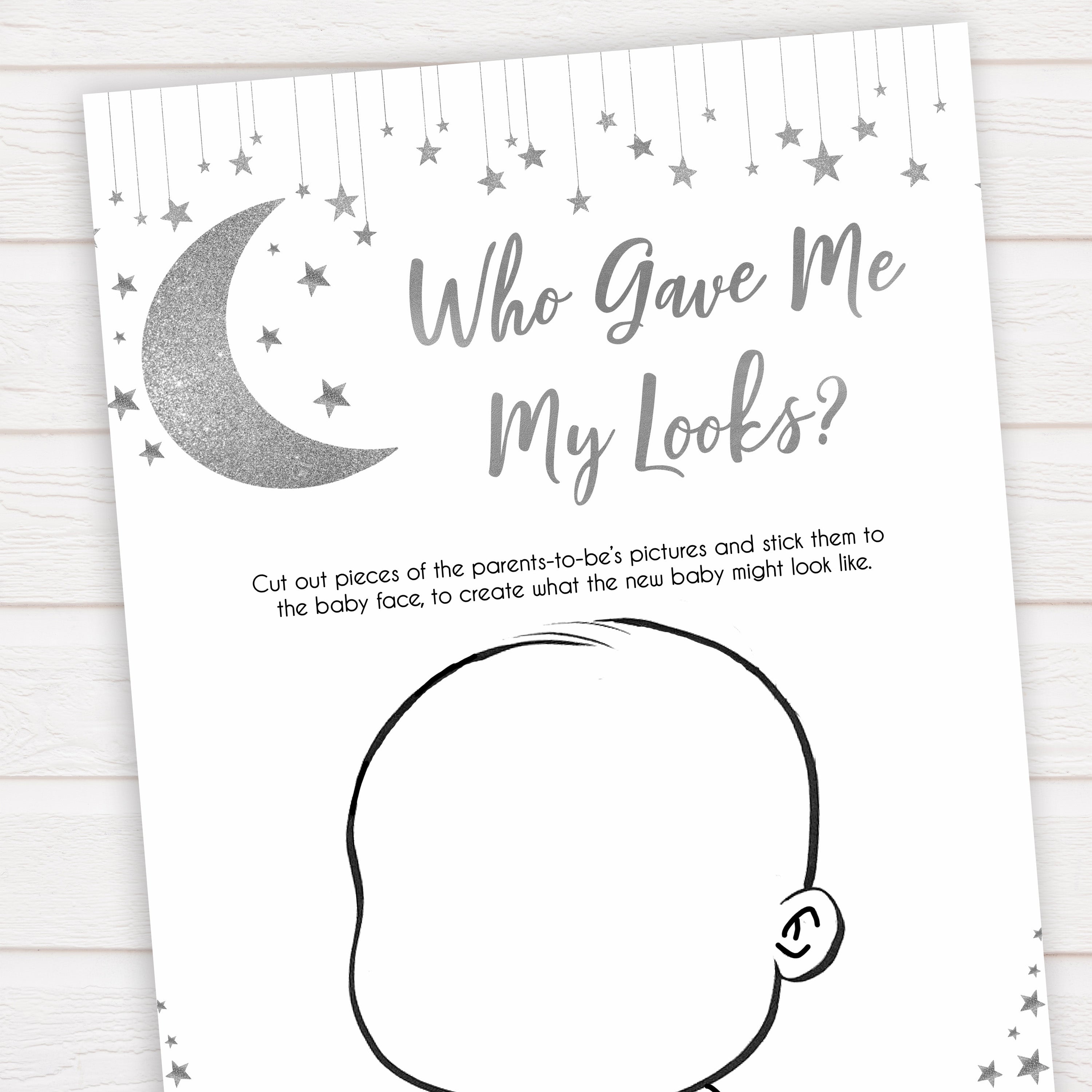 Silver little star, who gave me my looks baby games, baby shower games, printable baby games, fun baby games, twinkle little star games, baby games, fun baby shower ideas, baby shower ideas