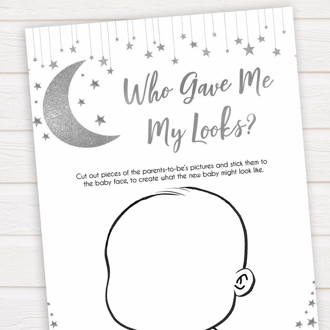 Silver little star, who gave me my looks baby games, baby shower games, printable baby games, fun baby games, twinkle little star games, baby games, fun baby shower ideas, baby shower ideas