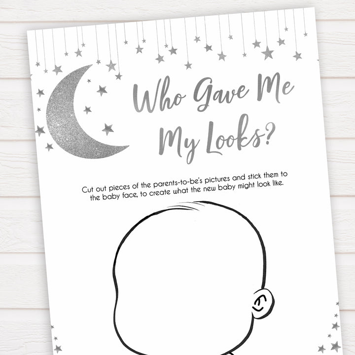 Silver little star, who gave me my looks baby games, baby shower games, printable baby games, fun baby games, twinkle little star games, baby games, fun baby shower ideas, baby shower ideas