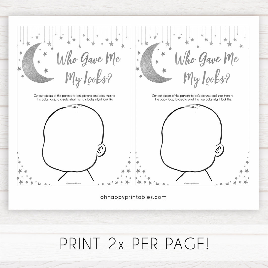 Silver little star, who gave me my looks baby games, baby shower games, printable baby games, fun baby games, twinkle little star games, baby games, fun baby shower ideas, baby shower ideas