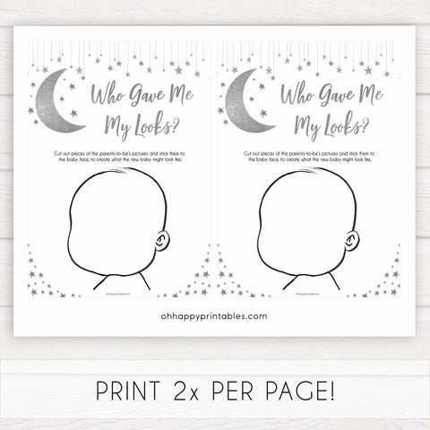 Silver little star, who gave me my looks baby games, baby shower games, printable baby games, fun baby games, twinkle little star games, baby games, fun baby shower ideas, baby shower ideas