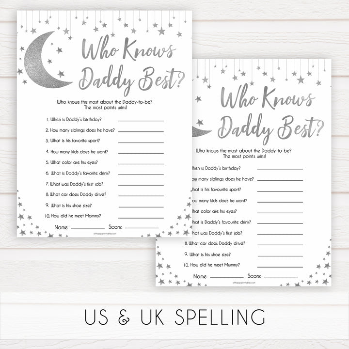 Silver little star, who knows daddy best baby games, baby shower games, printable baby games, fun baby games, twinkle little star games, baby games, fun baby shower ideas, baby shower ideas