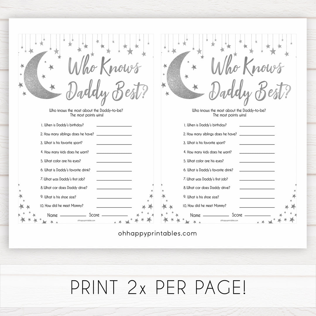 Silver little star, who knows daddy best baby games, baby shower games, printable baby games, fun baby games, twinkle little star games, baby games, fun baby shower ideas, baby shower ideas