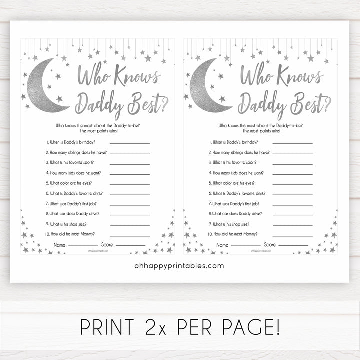 Silver little star, who knows daddy best baby games, baby shower games, printable baby games, fun baby games, twinkle little star games, baby games, fun baby shower ideas, baby shower ideas