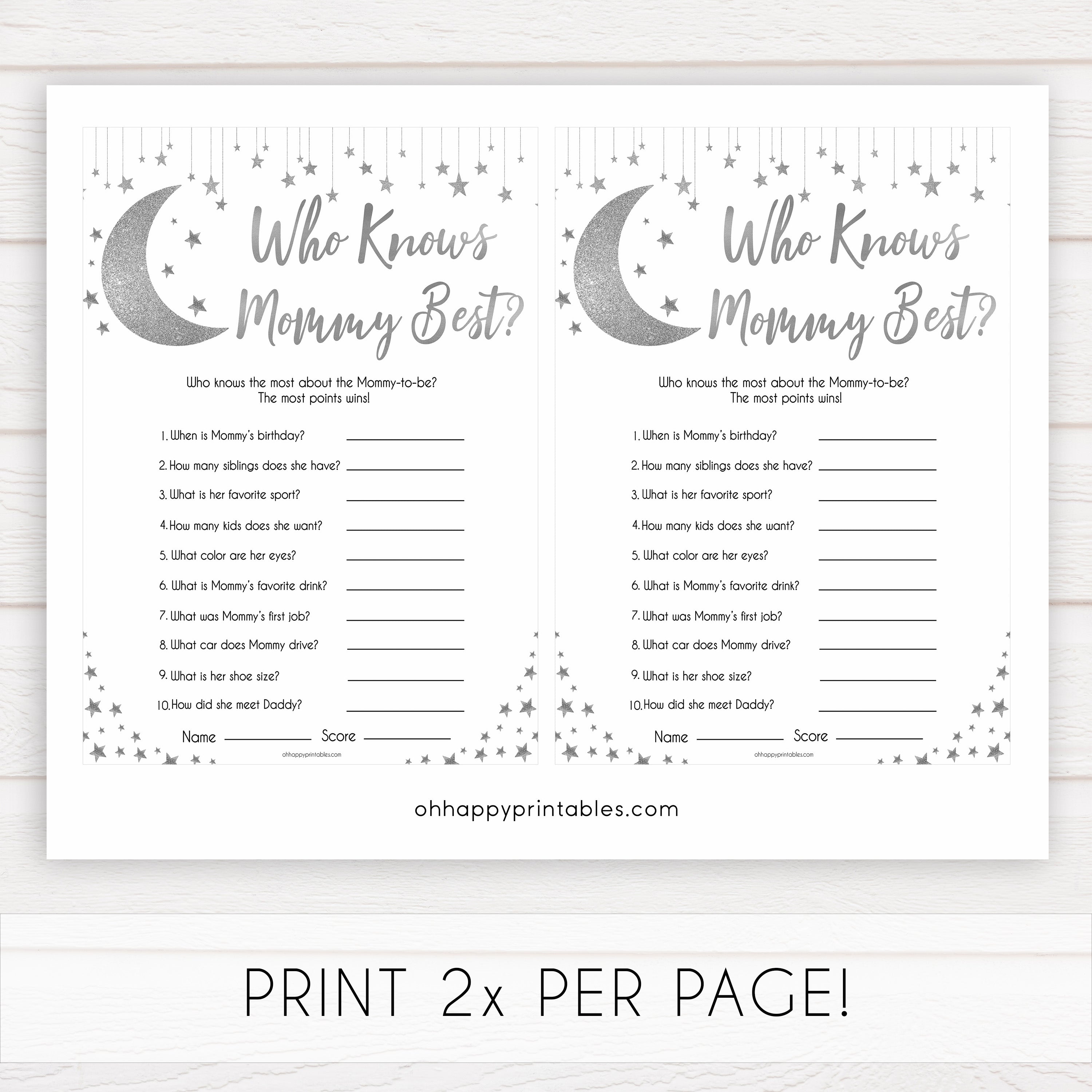 Silver little star, who knows mommy best baby games, baby shower games, printable baby games, fun baby games, twinkle little star games, baby games, fun baby shower ideas, baby shower ideas