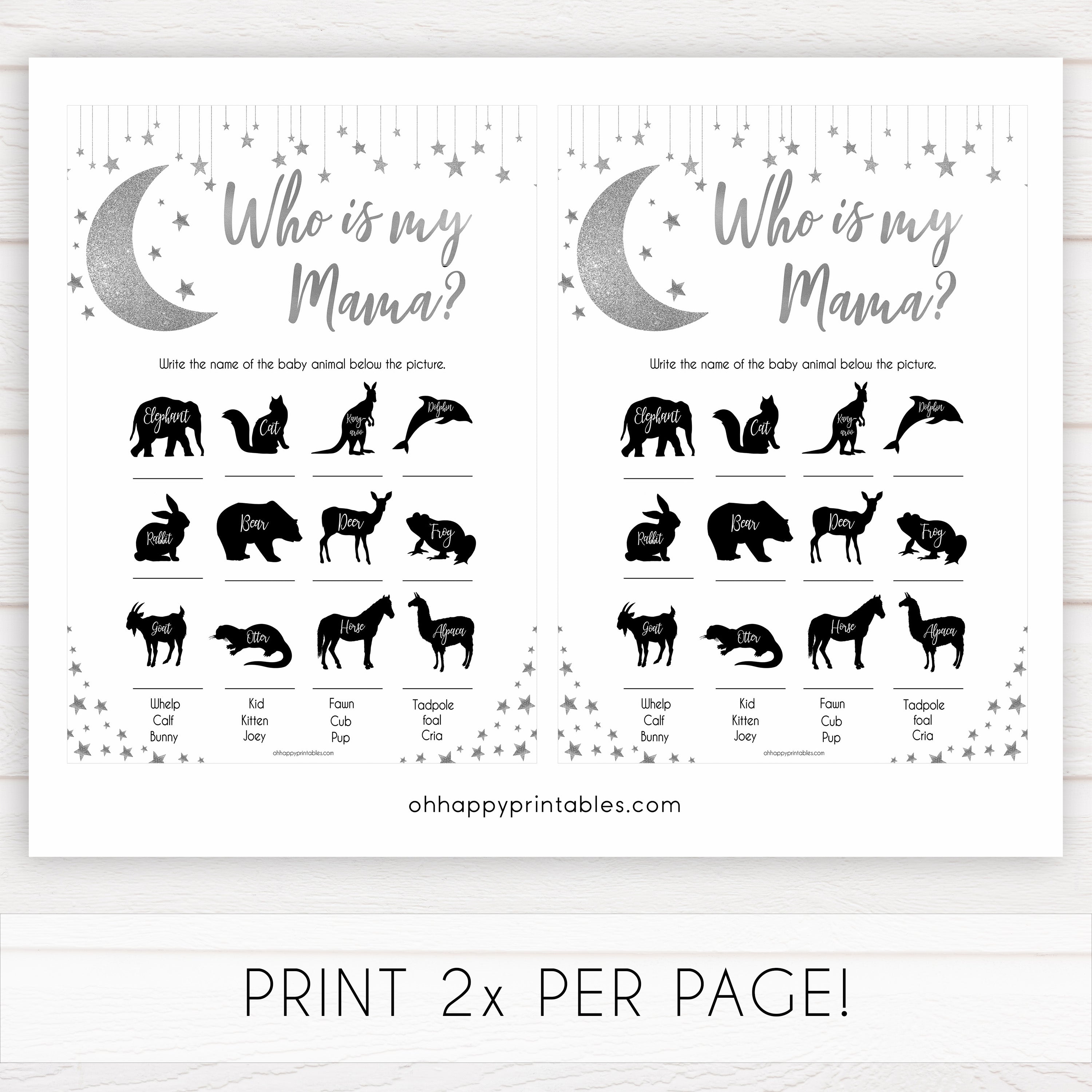 Silver little star, who is my mama baby games, baby shower games, printable baby games, fun baby games, twinkle little star games, baby games, fun baby shower ideas, baby shower ideas