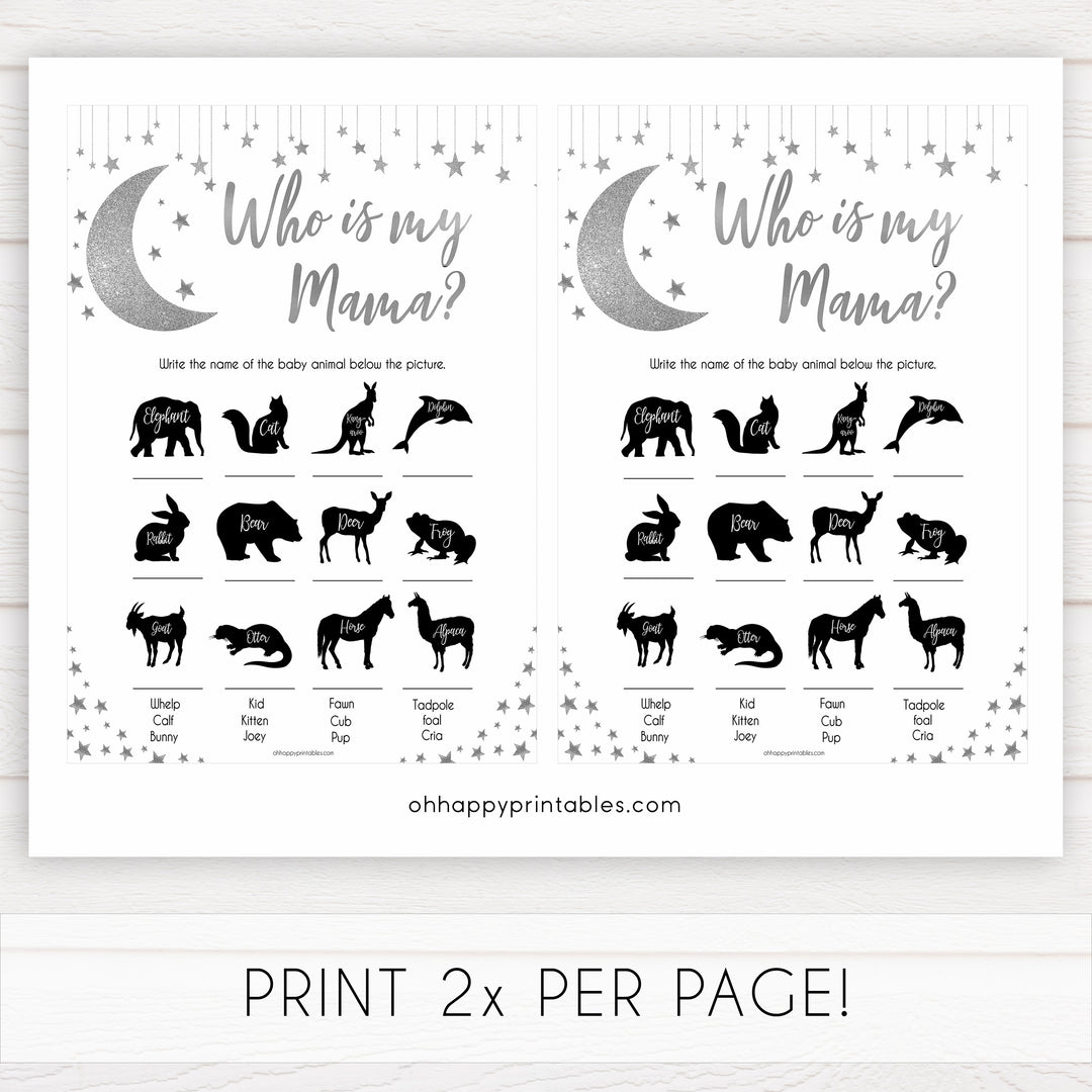Silver little star, who is my mama baby games, baby shower games, printable baby games, fun baby games, twinkle little star games, baby games, fun baby shower ideas, baby shower ideas