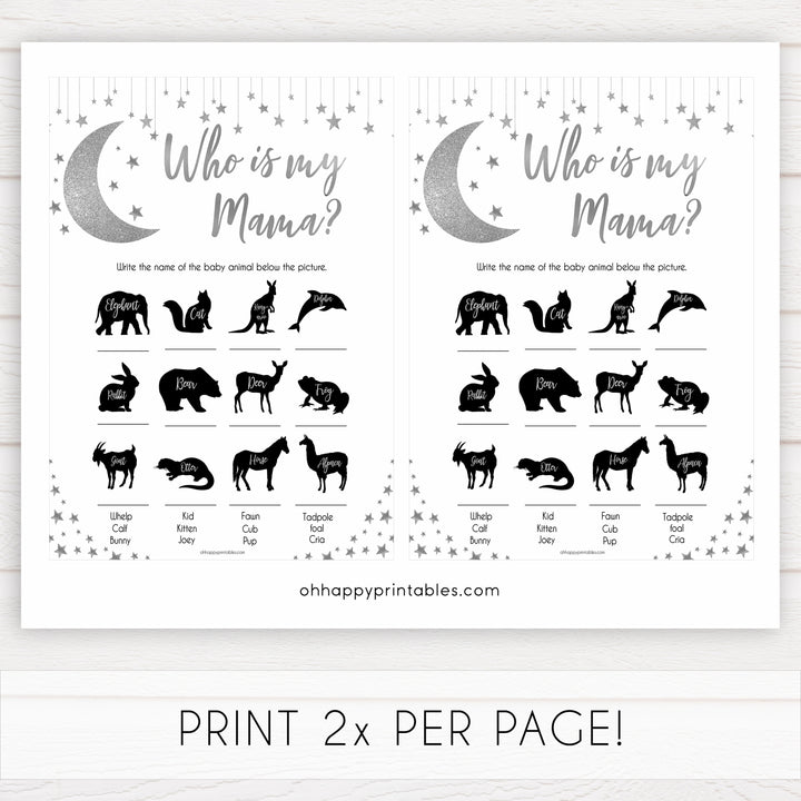 Silver little star, who is my mama baby games, baby shower games, printable baby games, fun baby games, twinkle little star games, baby games, fun baby shower ideas, baby shower ideas