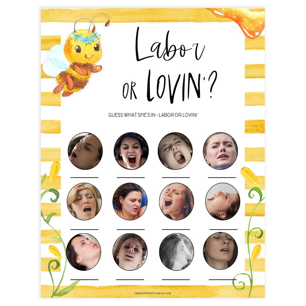 Labour or Lovin Baby Game - Printable Labor or Lovin Baby Games ...