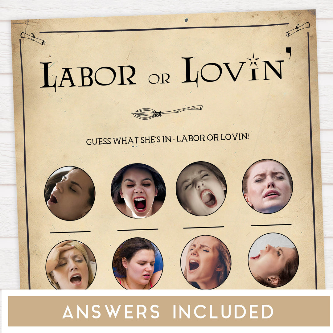 Labor or Lovin baby shower game, labor or porn game, Wizard baby shower games, printable baby shower games, Harry Potter baby games, Harry Potter baby shower, fun baby shower games,  fun baby ideas
