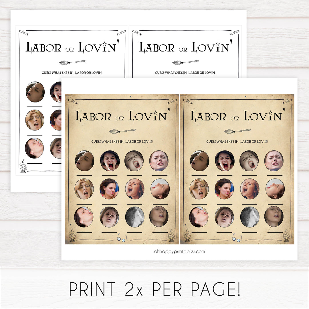 Labor or Lovin baby shower game, labor or porn game, Wizard baby shower games, printable baby shower games, Harry Potter baby games, Harry Potter baby shower, fun baby shower games,  fun baby ideas