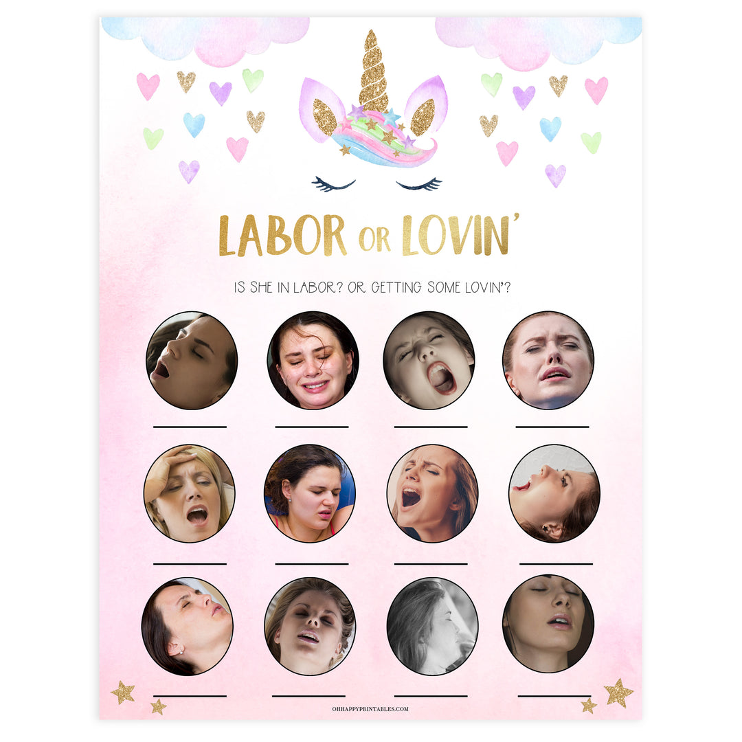labor or lovin baby game, Printable baby shower games, unicorn baby games, baby shower games, fun baby shower ideas, top baby shower ideas, unicorn baby shower, baby shower games, fun unicorn baby shower ideas