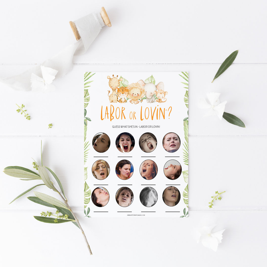 labor or lovin game, Printable baby shower games, safari animals baby games, baby shower games, fun baby shower ideas, top baby shower ideas, safari animals baby shower, baby shower games, fun baby shower ideas