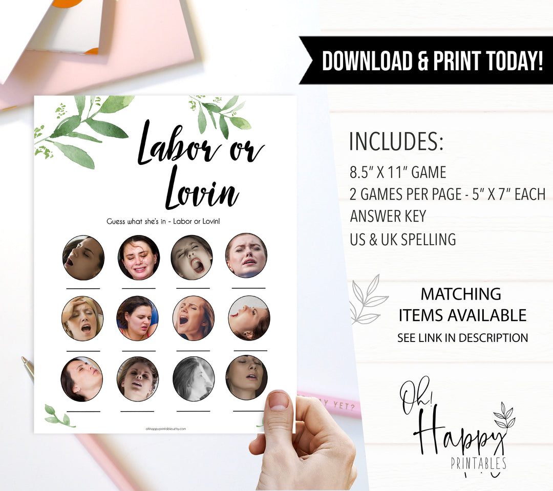 Labour or lovin Game botanical theme, labor or lovin baby shower games, baby shower games, funny baby shower games, sex face baby shower games, botanical baby shower, its a boy