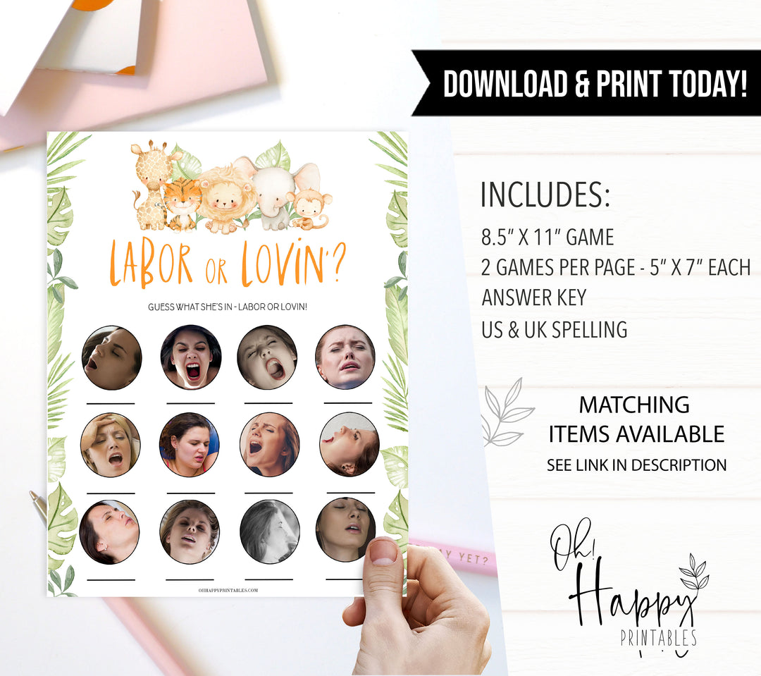 labor or lovin game, Printable baby shower games, safari animals baby games, baby shower games, fun baby shower ideas, top baby shower ideas, safari animals baby shower, baby shower games, fun baby shower ideas