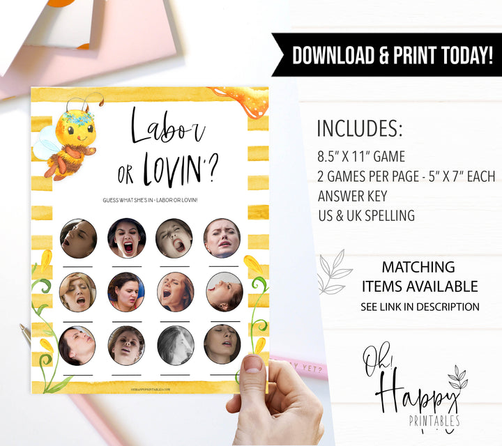 labor or lovin, labor or porn game, Printable baby shower games, mommy bee fun baby games, baby shower games, fun baby shower ideas, top baby shower ideas, mommy to bee baby shower, friends baby shower ideas