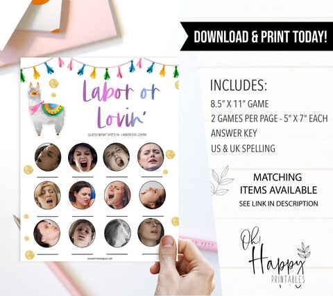 labor or lovin baby game, porn or labor, Printable baby shower games, llama fiesta fun baby games, baby shower games, fun baby shower ideas, top baby shower ideas, Llama fiesta shower baby shower, fiesta baby shower ideas