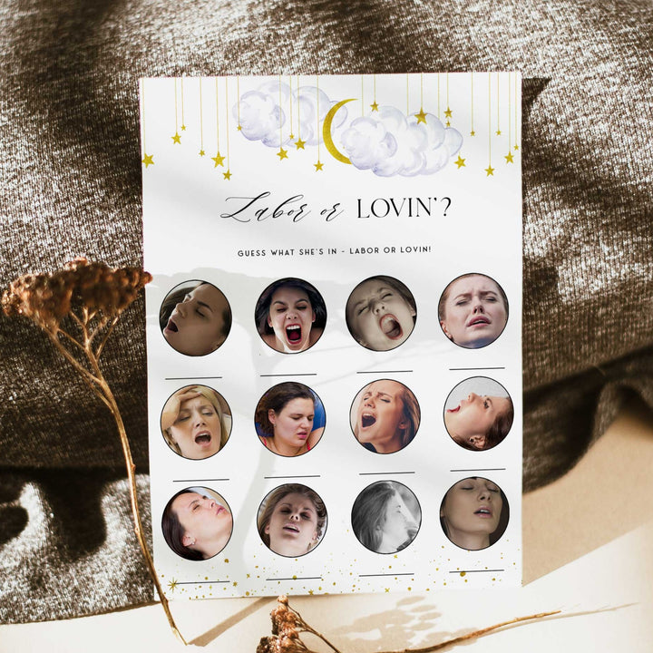 Fully editable and printable baby shower advice for mommy game with a little star design. Perfect for a Twinkle Little Star baby shower themed party