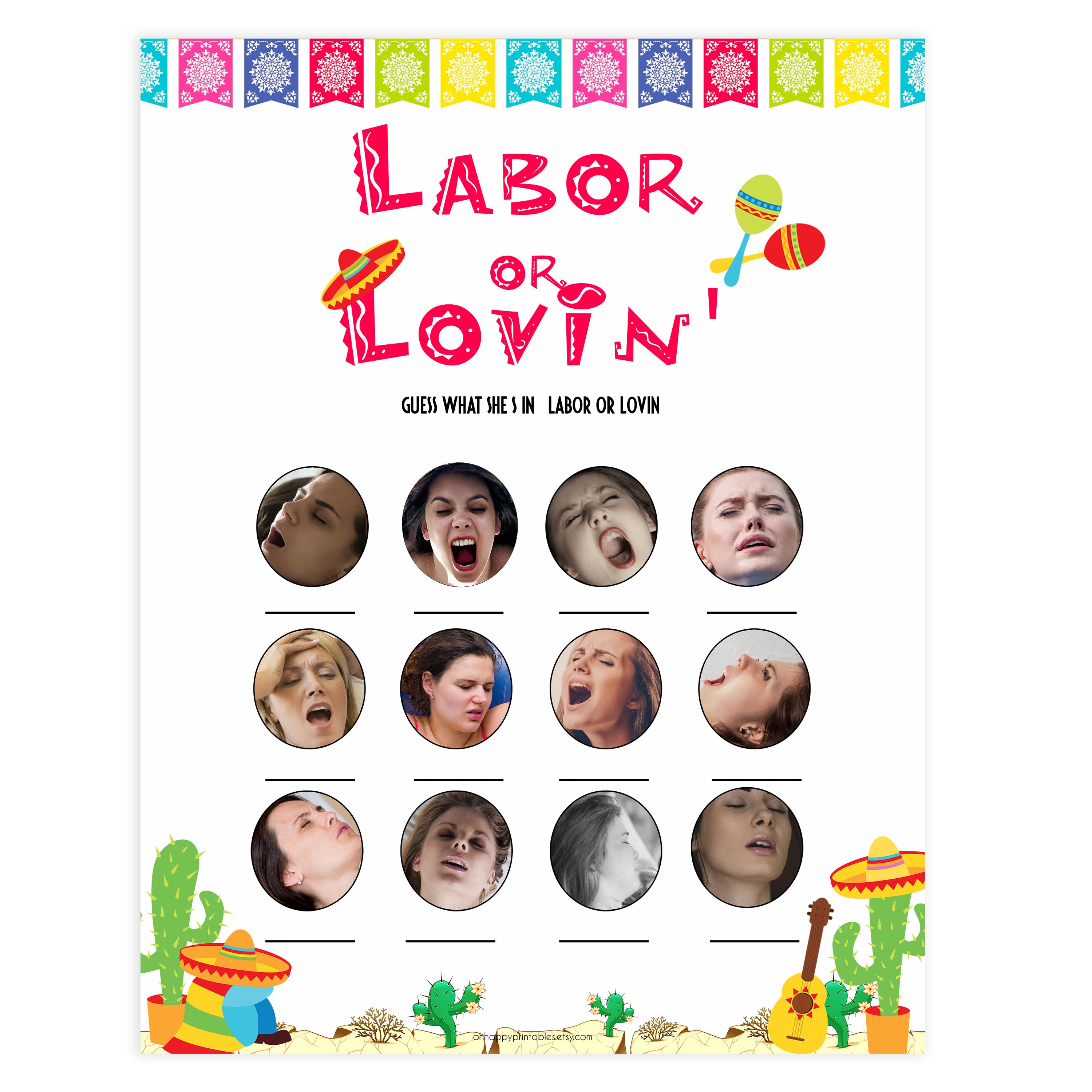 labour or lovin, labor or lovin game, Printable baby shower games, Mexican fiesta fun baby games, baby shower games, fun baby shower ideas, top baby shower ideas, fiesta shower baby shower, fiesta baby shower ideas