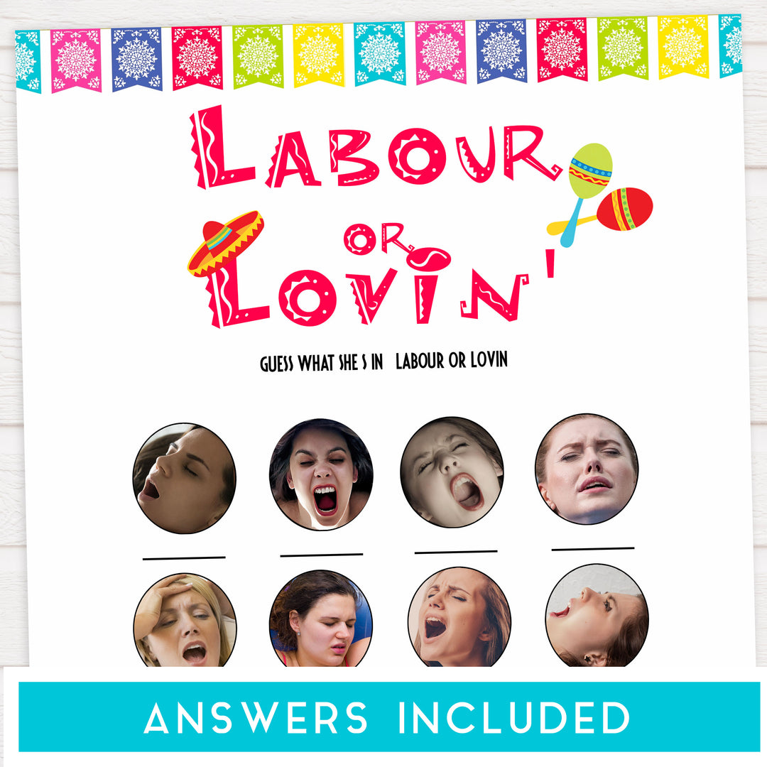 labour or lovin, labor or lovin game, Printable baby shower games, Mexican fiesta fun baby games, baby shower games, fun baby shower ideas, top baby shower ideas, fiesta shower baby shower, fiesta baby shower ideas