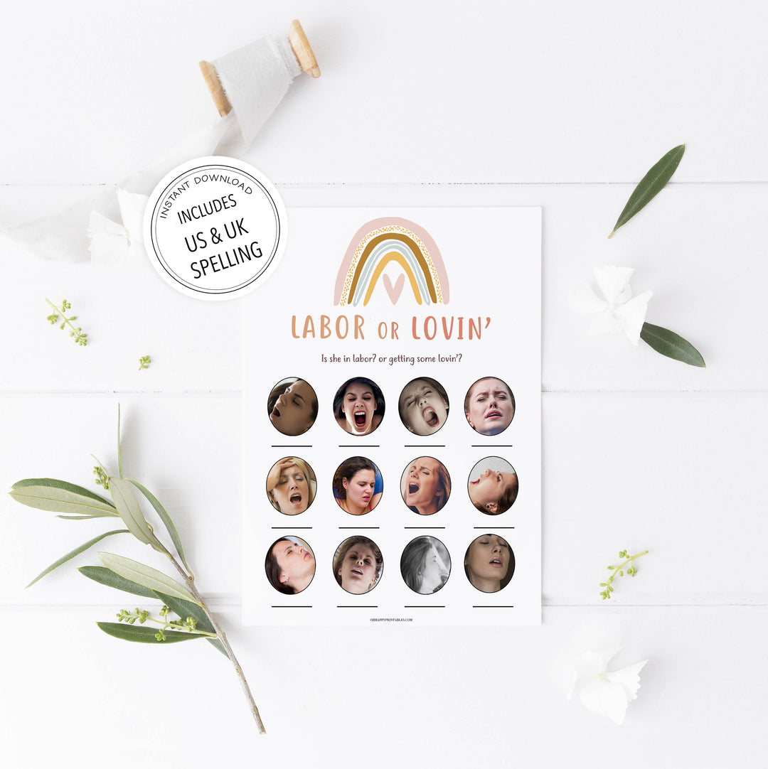 labour or lovin baby shower game, Printable baby shower games, boho rainbow baby games, baby shower games, fun baby shower ideas, top baby shower ideas, boho rainbow baby shower, baby shower games, fun boho rainbow baby shower ideas