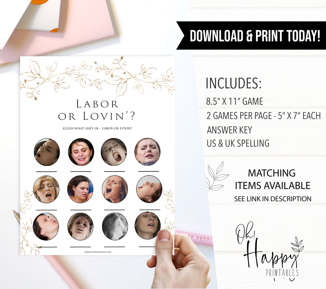 labor or lovin baby game, Printable baby shower games, gold leaf baby games, baby shower games, fun baby shower ideas, top baby shower ideas, gold leaf baby shower, baby shower games, fun gold leaf baby shower ideas