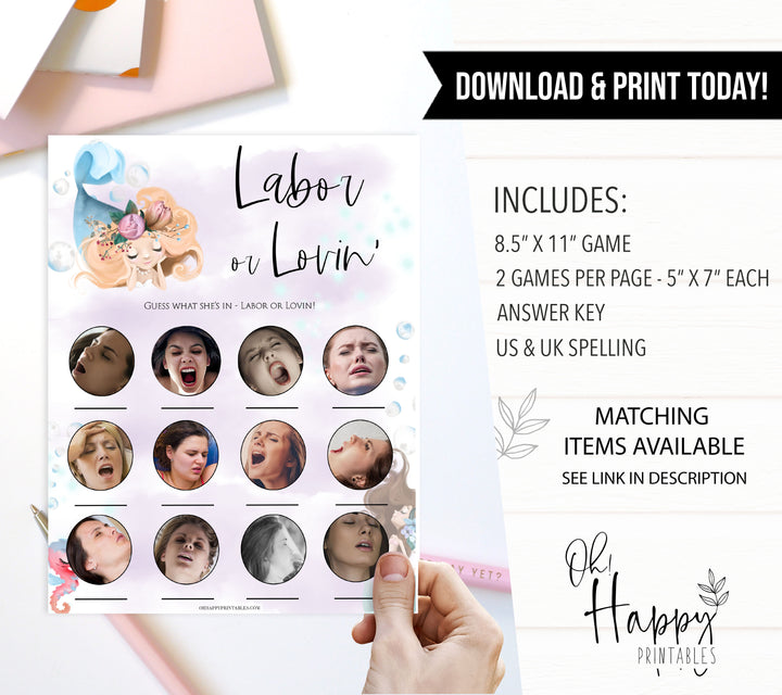 labor or lovin, porn or labor game, Printable baby shower games, little mermaid baby games, baby shower games, fun baby shower ideas, top baby shower ideas, little mermaid baby shower, baby shower games, pink hearts baby shower ideas