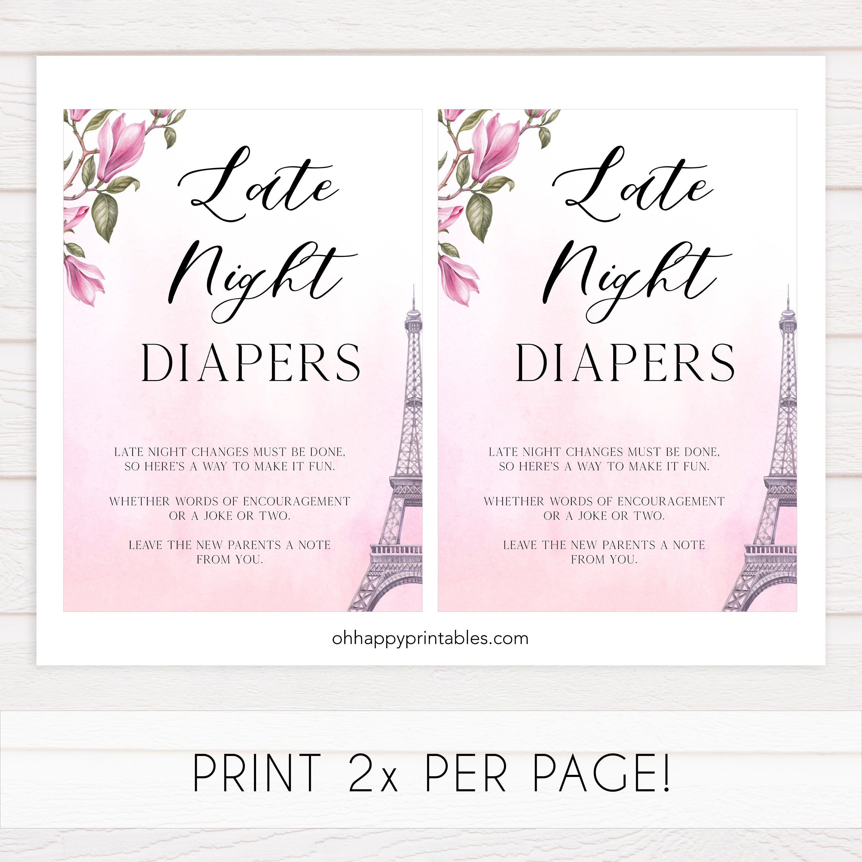 late night diapers game, Paris baby shower games, printable baby shower games, Parisian baby shower games, fun baby shower games