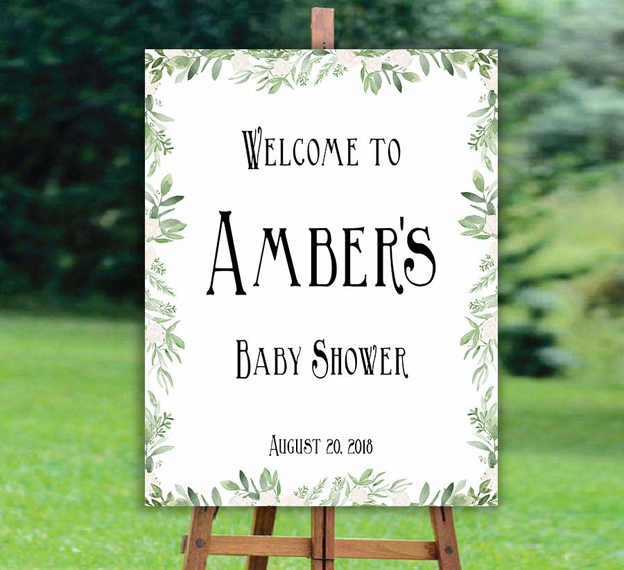 baby shower welcome signs, printable baby welcome signs, greenery baby decor, printable baby shower decor, 