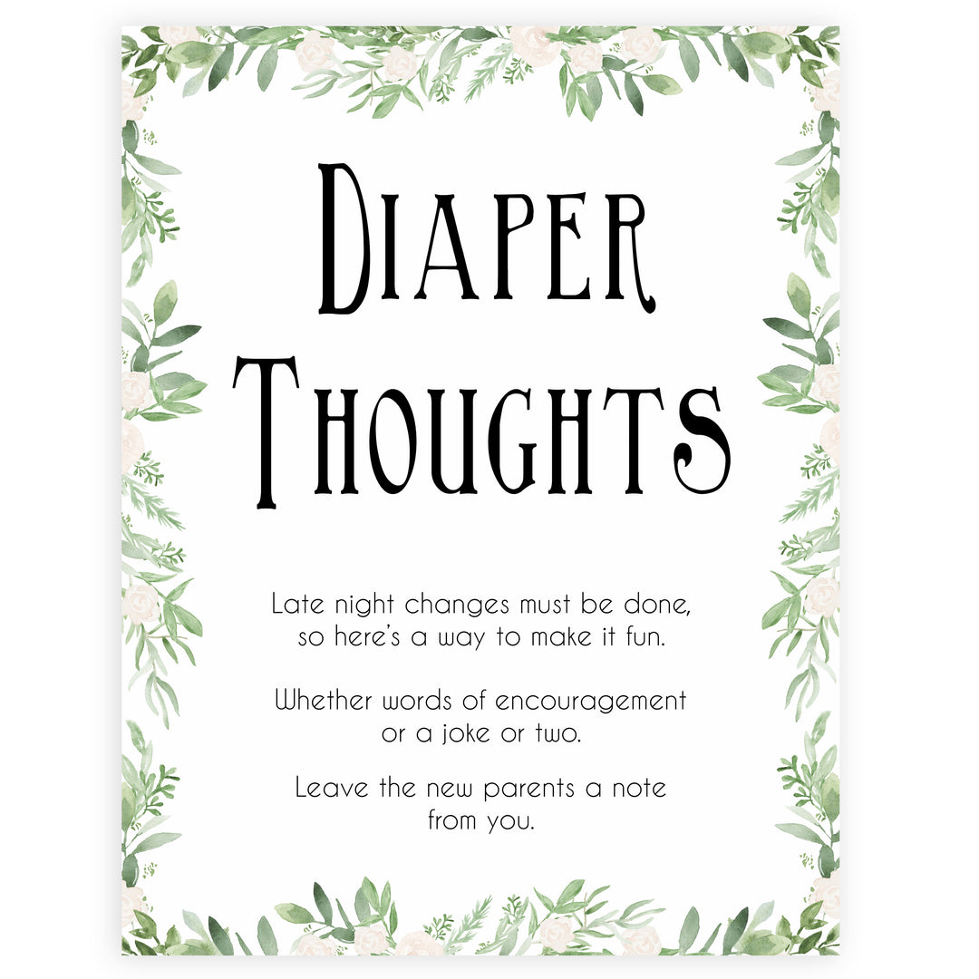 Diaper thoughts baby shower keepsake, diaper thoughts, nappy game, fun baby shower games, printable baby shower games, popular baby shower games