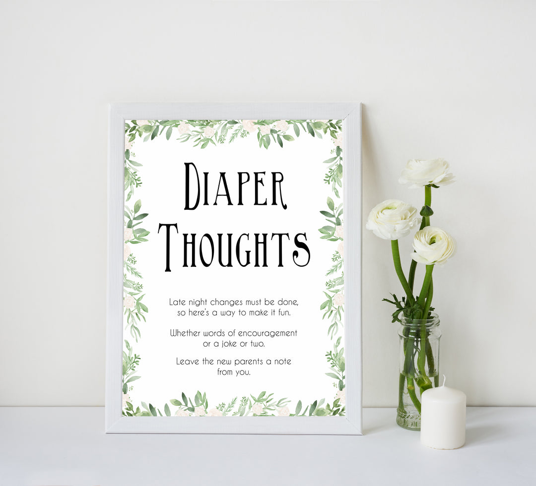 Diaper thoughts baby shower keepsake, diaper thoughts, nappy game, fun baby shower games, printable baby shower games, popular baby shower games
