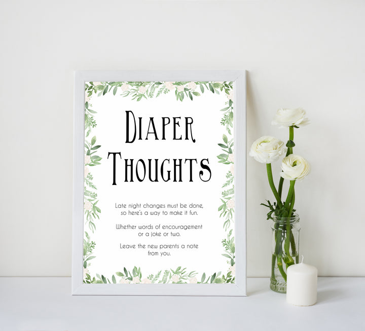 Diaper thoughts baby shower keepsake, diaper thoughts, nappy game, fun baby shower games, printable baby shower games, popular baby shower games