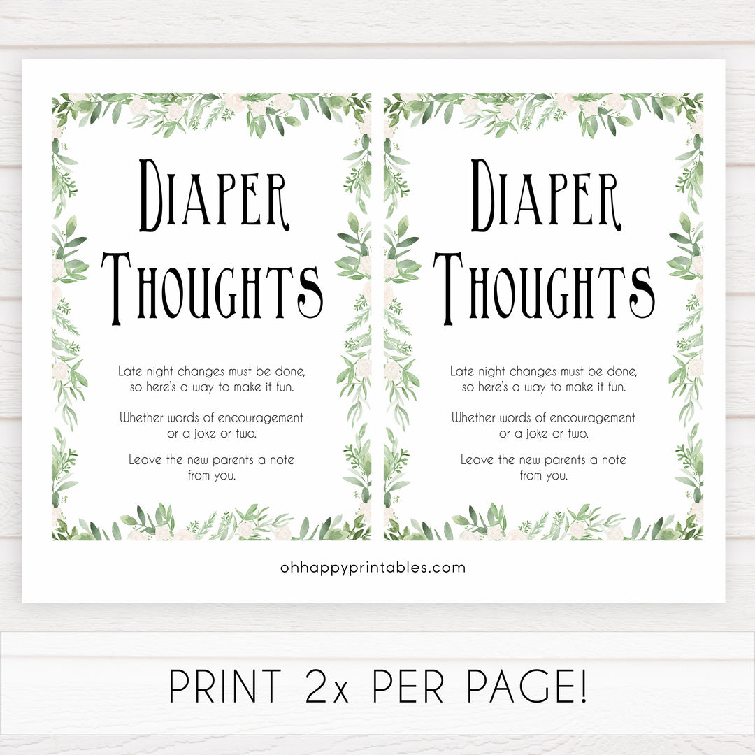 Diaper thoughts baby shower keepsake, diaper thoughts, nappy game, fun baby shower games, printable baby shower games, popular baby shower games
