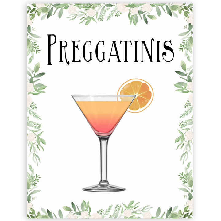 preggatinis baby table signs, Printable baby table signs, baby shower table signs, botanical baby table signs, baby shower decor, fun baby decor, printable baby decor