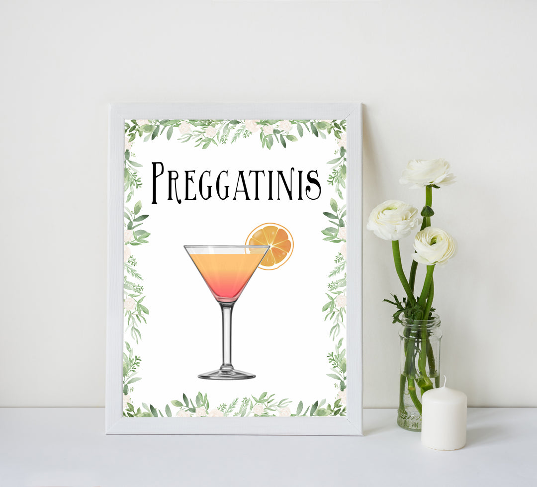 preggatinis baby table signs, Printable baby table signs, baby shower table signs, botanical baby table signs, baby shower decor, fun baby decor, printable baby decor