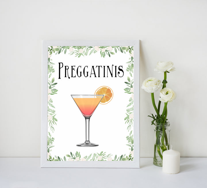 preggatinis baby table signs, Printable baby table signs, baby shower table signs, botanical baby table signs, baby shower decor, fun baby decor, printable baby decor