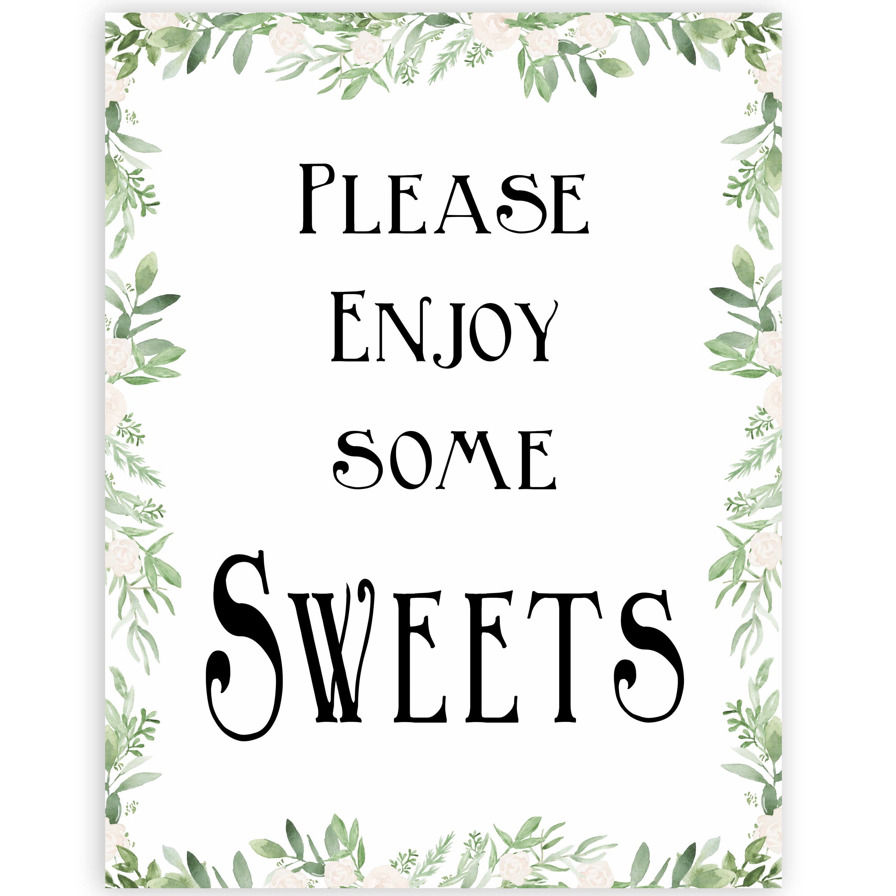 sweets baby table signs, Printable baby table signs, baby shower table signs, botanical baby table signs, baby shower decor, fun baby decor, printable baby decor
