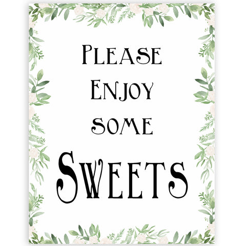 sweets baby table signs, Printable baby table signs, baby shower table signs, botanical baby table signs, baby shower decor, fun baby decor, printable baby decor