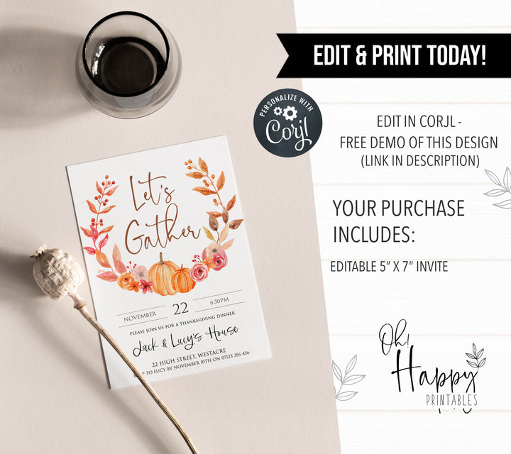 editable thanksgiving invitations, printable thanksgiving invitations, thanksgiving invites, friendsgiving invitations, thanksgiving feast