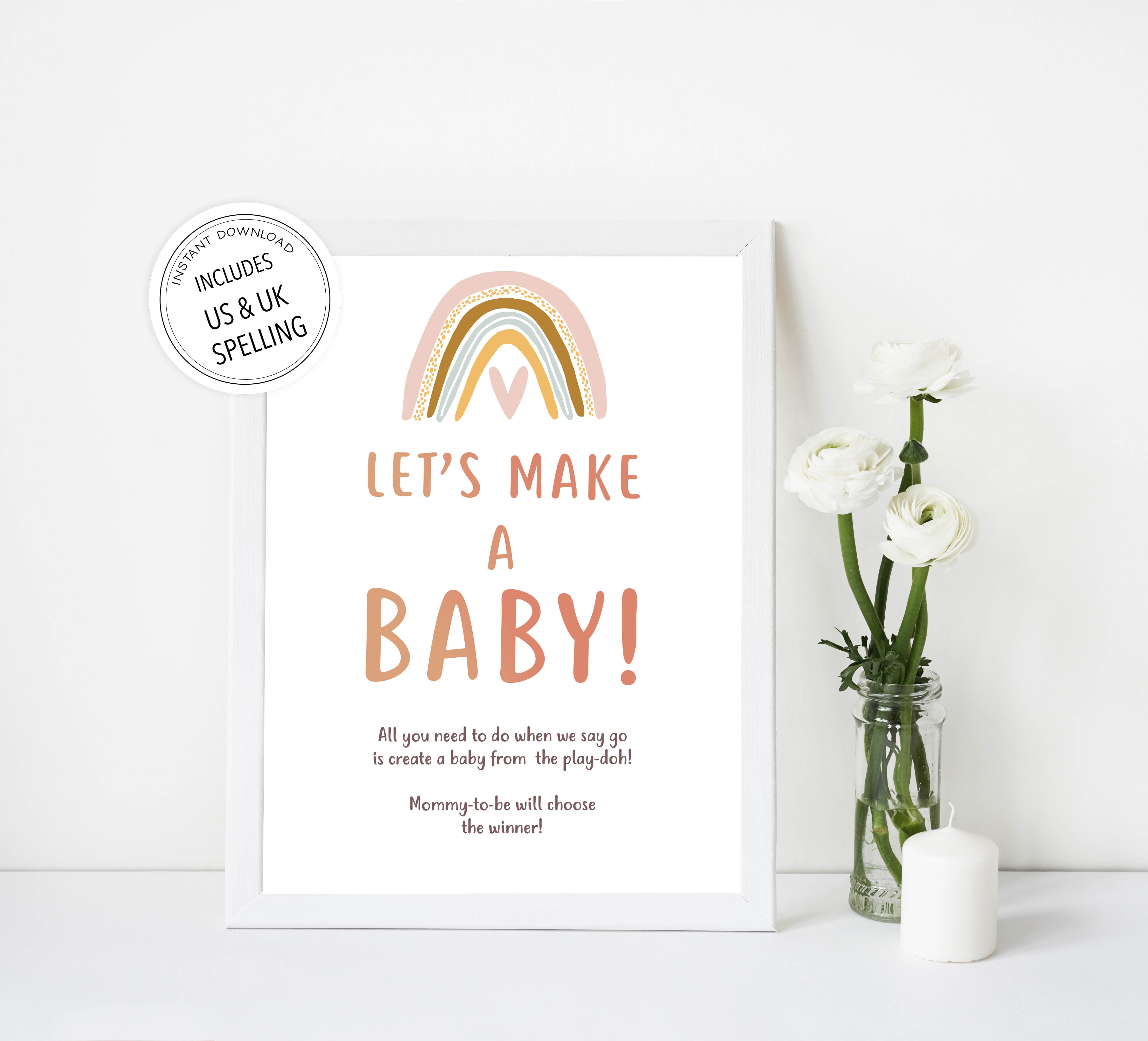 lets make a baby game, Printable baby shower games, boho rainbow baby games, baby shower games, fun baby shower ideas, top baby shower ideas, boho rainbow baby shower, baby shower games, fun boho rainbow baby shower ideas