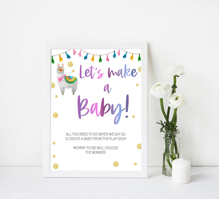 lets make a baby game, make a baby play doh game,  Printable baby shower games, llama fiesta fun baby games, baby shower games, fun baby shower ideas, top baby shower ideas, Llama fiesta shower baby shower, fiesta baby shower ideas