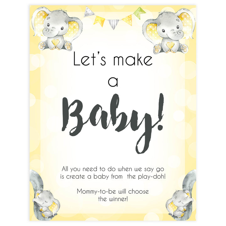 lets make a baby game, Printable baby shower games, fun baby games, baby shower games, fun baby shower ideas, top baby shower ideas, yellow elephant baby shower, blue baby shower ideas
