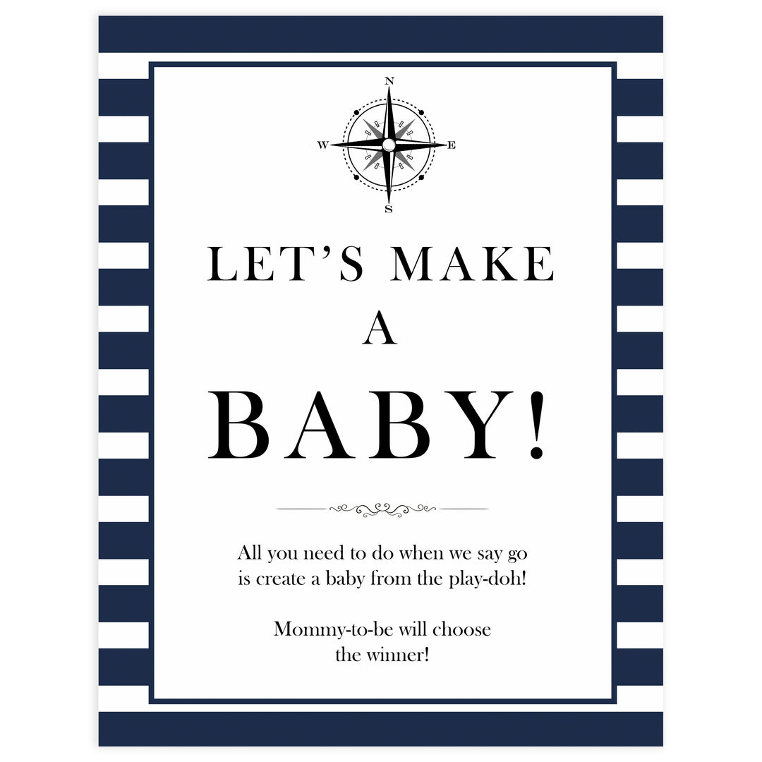 Lets make a baby sign, lets make a baby game, Printable baby shower games, nautical baby shower games, nautical baby games, fun baby shower games, top baby shower ideas
