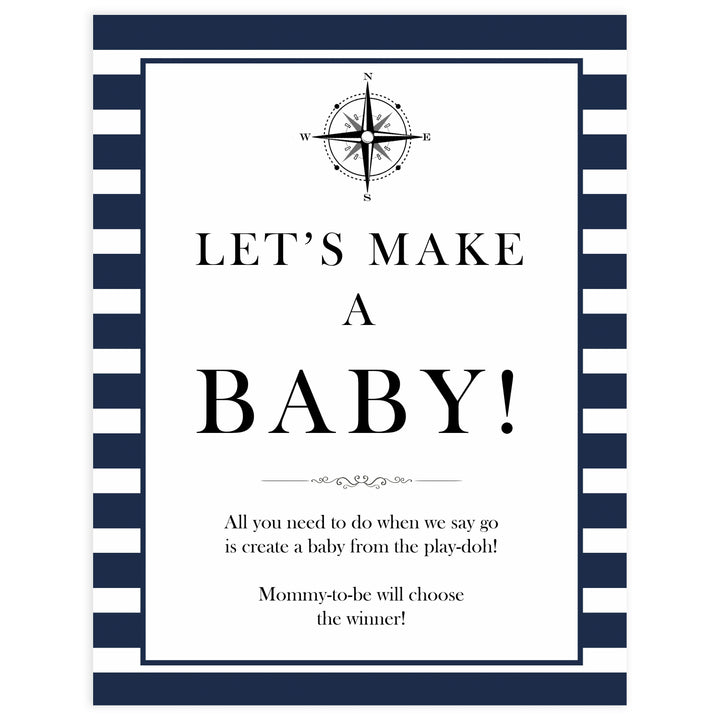 Lets make a baby sign, lets make a baby game, Printable baby shower games, nautical baby shower games, nautical baby games, fun baby shower games, top baby shower ideas