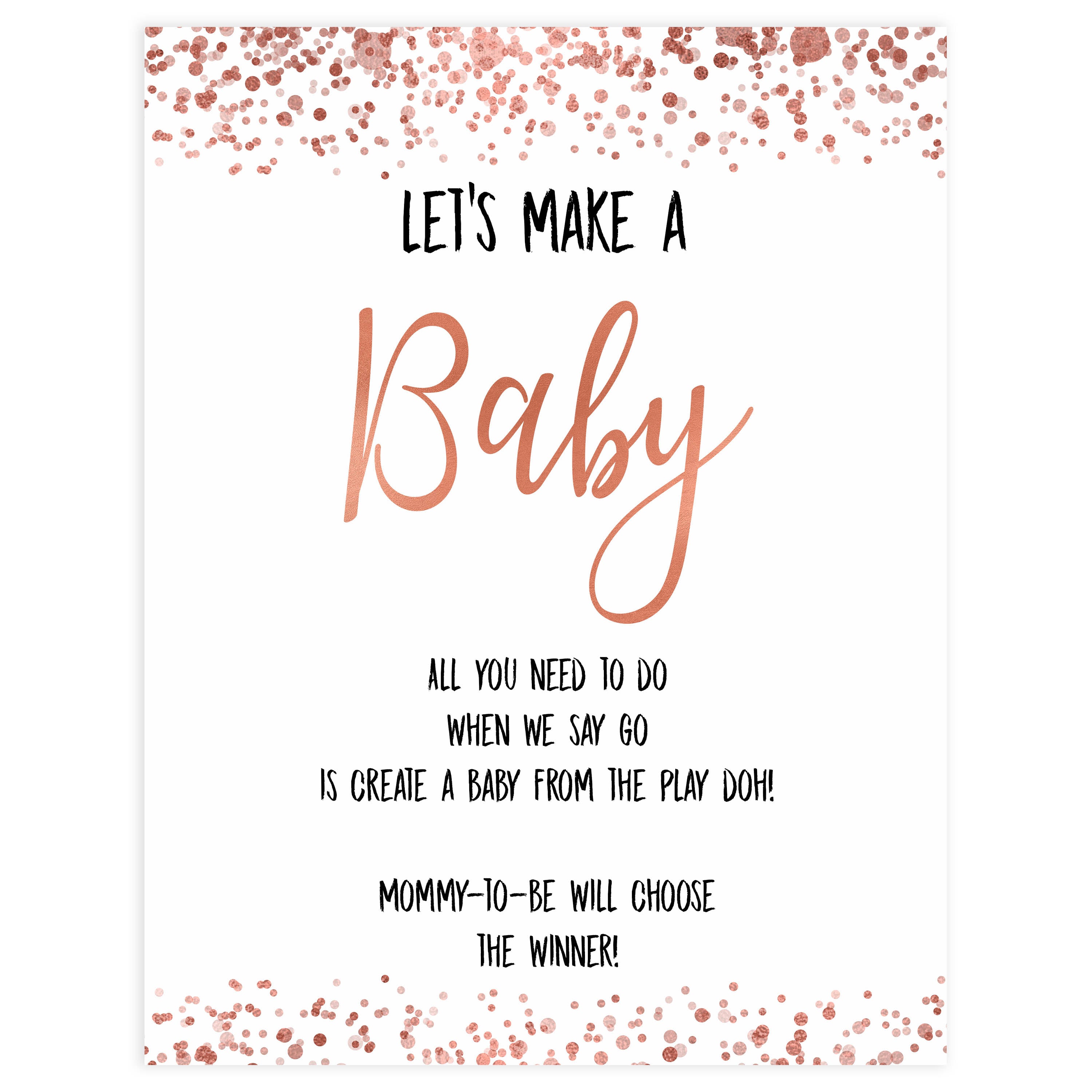 lets make a baby game, make a baby game, Printable baby shower games, rose gold fun baby games, baby shower games, fun baby shower ideas, top baby shower ideas, blush baby shower, rose gold baby shower ideas
