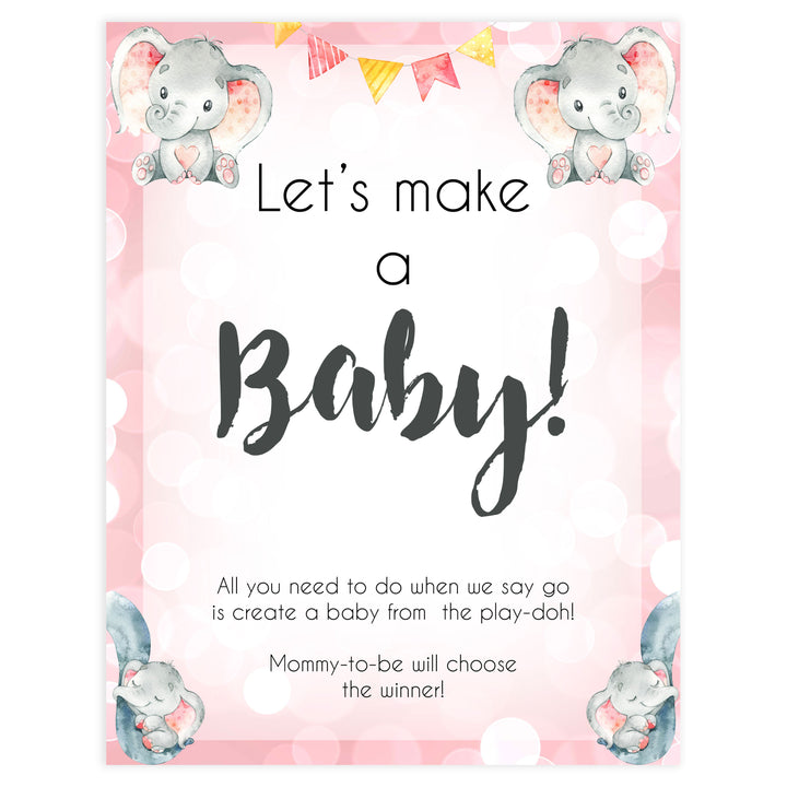 lets make a baby game, Printable baby shower games, fun abby games, baby shower games, fun baby shower ideas, top baby shower ideas, pink elephant baby shower, pink baby shower ideas