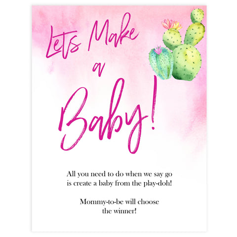 Cactus baby games, lets make a baby, baby play-doh game, printable baby shower games, Mexican baby shower, fun baby games, top baby games, best baby games, baby shower games