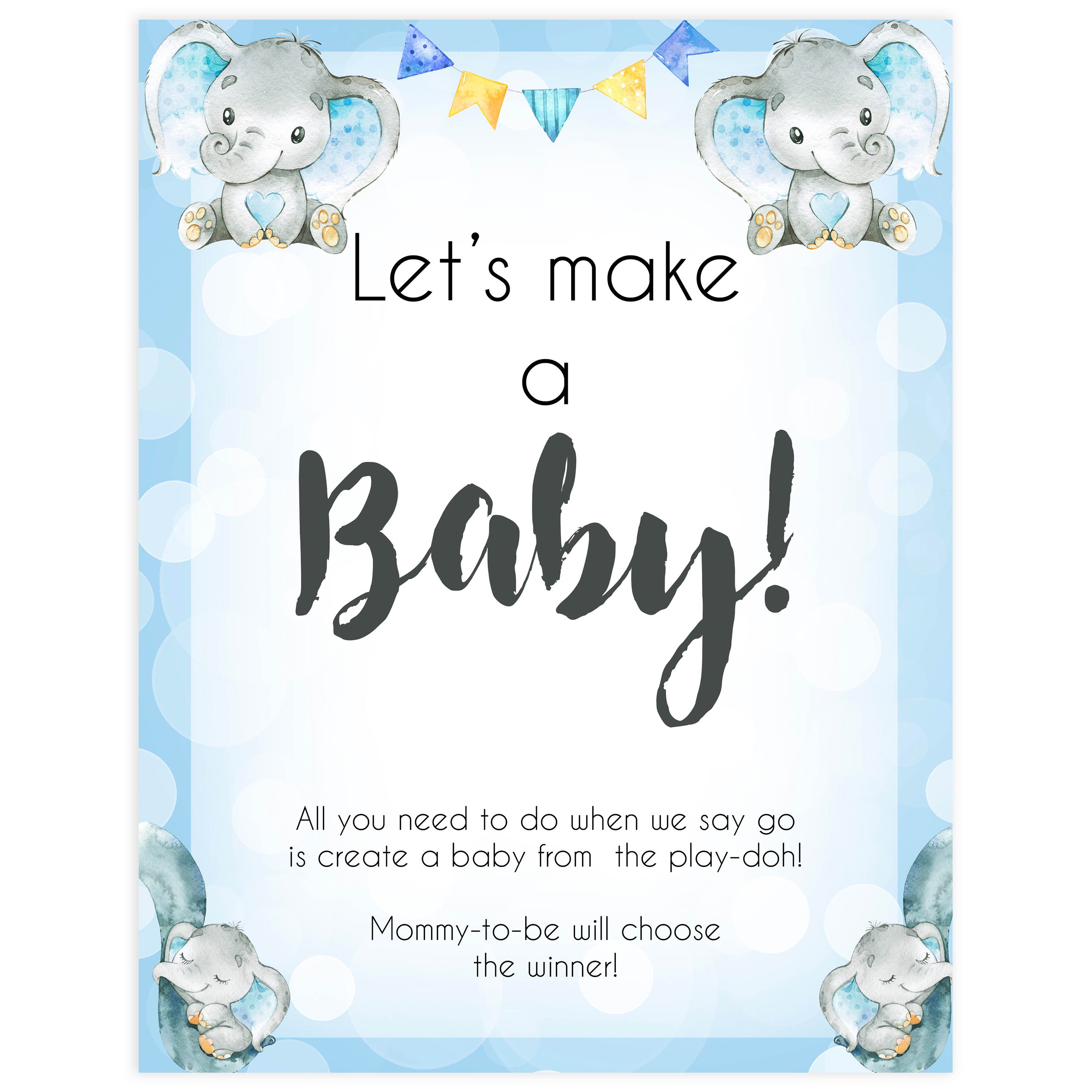 lets make a baby, baby play-doh game, Printable baby shower games, fun baby games, baby shower games, fun baby shower ideas, top baby shower ideas, blue elephant baby shower, blue baby shower ideas